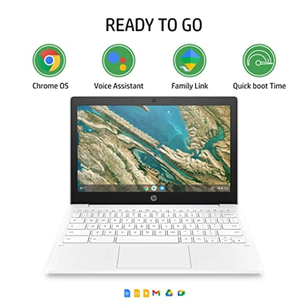 HP Chromebook MediaTek Kompanio 500 11.6 inch (29.5 cm) HD, Anti -Glare, Touchscreen Laptop(4 GB LPDDR4/64 GB EMMC Storage/Chrome OS/Dual Speakers/Snow White/1.07 Kg)-11a-na0006MU - White